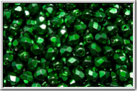 B�hm. Glasschliffperle, feuerpol., 4mm, black, op., heavy metal emerald, 50 Stk.