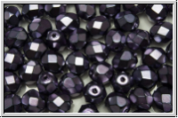B�hm. Glasschliffperle, feuerpol., 6mm, black, op., heavy metal purple, 25 Stk.