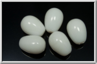 B�hm. Glasperle, Tropfen, l�ngs gebohrt, 11x8mm, white, op., 5 Stk.