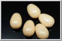 B�hm. Glasperle, Tropfen, l�ngs gebohrt, 11x8mm, white, op., champagne luster, 5 Stk.