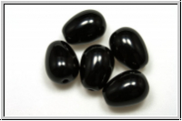 B�hm. Glasperle, Tropfen, l�ngs gebohrt, 11x8mm, black, op., 5 Stk.