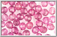 B�hm. Glasschliffperle, feuerpol., 8mm, crystal, trans., pink luster, 10 Stk.