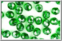 B�hm. Glasschliffperle, feuerpol., 8mm, green, trans., luster, 10 Stk.
