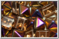 2-Loch-Pyramide, 12x12x9mm, crystal, trans., half sliperit, 6 Stk.