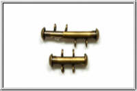 Schiebeschlie�e, 2 str�ngig, vertikal, 17x11mm, antikmessingfb., Metall, 1 Stk.