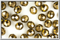 B�hm. Glasschliffperle, feuerpol., 8mm, bronze, metallic, 10 Stk.