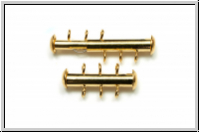 Schiebeschlie�e, 3 str�ngig, vertikal, 22x11mm, goldfb., Metall, 1 Stk.