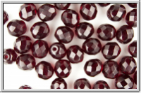 B�hm. Glasschliffperle, feuerpol., 8mm, garnet, trans., 10 Stk.