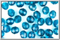 B�hm. Glasschliffperle, feuerpol., 8mm, blue zircon, trans., 10 Stk.