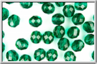 B�hm. Glasschliffperle, feuerpol., 8mm, emerald, trans., 10 Stk.