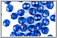 B�hm. Glasschliffperle, feuerpol., 8mm, sapphire, dk., trans., 10 Stk.