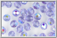 B�hm. Glasschliffperle, feuerpol., 8mm, violet, trans., AB, 10 Stk.