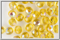 B�hm. Glasschliffperle, feuerpol., 8mm, topaz, lt., trans., AB, 10 Stk.
