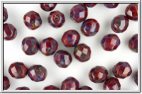 B�hm. Glasschliffperle, feuerpol., 8mm, red, opaque, piasso, 10 Stk.
