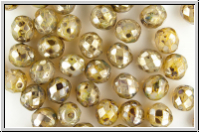 B�hm. Glasschliffperle, feuerpol., 8mm, white, opal, silverpicasso, 10 Stk.