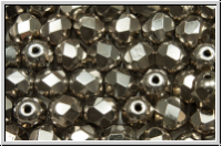B�hm. Glasschliffperle, feuerpol., 6mm, black, op., full argentic, 25 Stk.