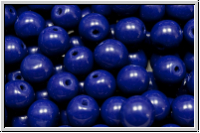 b�hm. Glasperle, rund, 6mm, blue, dk., op., 25 Stk.