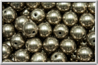 b�hm. Glasperle, rund, 6mm, black, op., full argentic, 25 Stk.
