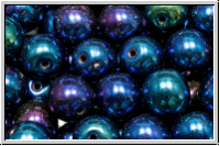 b�hm. Glasperle, rund, 8mm, blue, met., iris., 10 Stk.