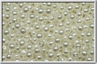 b�hm. Glasperle, rund, 3mm, white, alabaster, white pearl, 50 Stk.