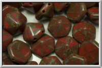 2-Loch-Pyramide, Hexagon, 12x12x8mm, red, op., picasso, AB, 6 Stk.