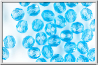 B�hm. Glasschliffperle, feuerpol., 8mm, aqua, trans., 10 Stk.