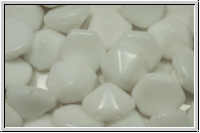 2-Loch-Pyramide, Hexagon, 12x12x8mm, white, alabaster, 6 Stk.