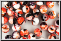 B�hm. Glasschliffperle, feuerpol., 8mm, white/red/black mixed, op., 10 Stk.