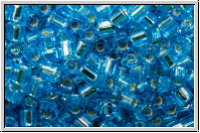 TH-11-0023b, TOHO Hexagon, 11/0, aqua, dk., trans., silver-ld., 10g