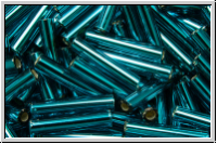 TBU-3-0027bd, TOHO Bugle 3", 9mm, teal, trans., silver-ld., 10g