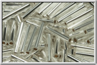 TBU-3-0021, TOHO Bugle 3", 9mm, crystal, trans., silver-ld., 10g