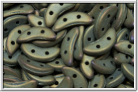 Crescent-Beads, 10x5x2,3mm, brown, met., matte, iris., 25 Stk.