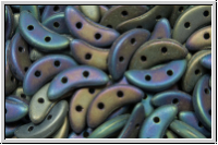 Crescent-Beads, 10x5x2,3mm, blue, met., matte, iris., 25 Stk.