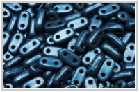 2-Loch-Bar, CzechMates, 3x2mm, blue, met., satin, 25 Stk.