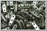 3-Loch-Beam-Beads, 10x3,5mm, crystal, trans., full silver, 12 Stk.