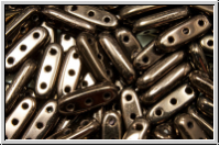 3-Loch-Beam-Beads, 10x3,5mm, bronze, dk., met., 12 Stk.