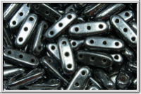 3-Loch-Beam-Beads, 10x3,5mm, hematite, met., 12 Stk.
