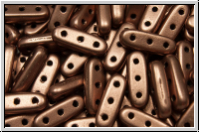 3-Loch-Beam-Beads, 10x3,5mm, copper, med., met., satin, 12 Stk.
