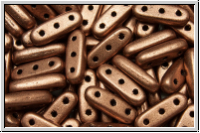3-Loch-Beam-Beads, 10x3,5mm, copper, met., satin, 12 Stk.