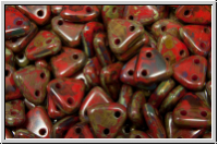 2-Loch-Triangles, CzechMates, 6mm, red, op., picasso, 50 Stk.