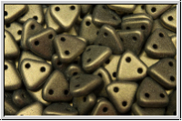 2-Loch-Triangles, CzechMates, 6mm, beige, met., suede, 50 Stk.