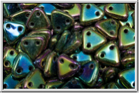 2-Loch-Triangles, CzechMates, 6mm, green, met., iris., 50 Stk.