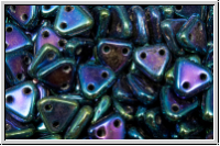 2-Loch-Triangles, CzechMates, 6mm, blue, met., iris., 50 Stk.