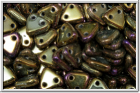 2-Loch-Triangles, CzechMates, 6mm, brown, met., iris., 50 Stk.