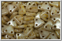 2-Loch-Triangles, CzechMates, 6mm, white, op., honey picasso, 50 Stk.