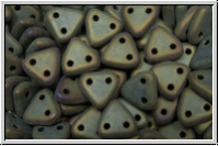 2-Loch-Triangles, CzechMates, 6mm, brown, met., matte, iris., 50 Stk.