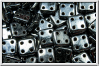 4-Loch-QuadraTiles, CzechMates, 6x6mm, hematite, met., 50 Stk.