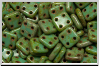 4-Loch-QuadraTiles, CzechMates, 6x6mm, turquoise, op., picasso, 50 Stk.