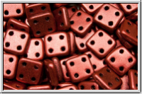 4-Loch-QuadraTiles, CzechMates, 6x6mm, lava red, met., satin, 50 Stk.