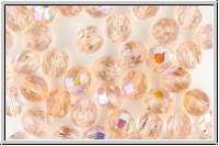 B�hm. Glasschliffperle, feuerpol., 8mm, rose, vintage, trans., AB, 10 Stk.